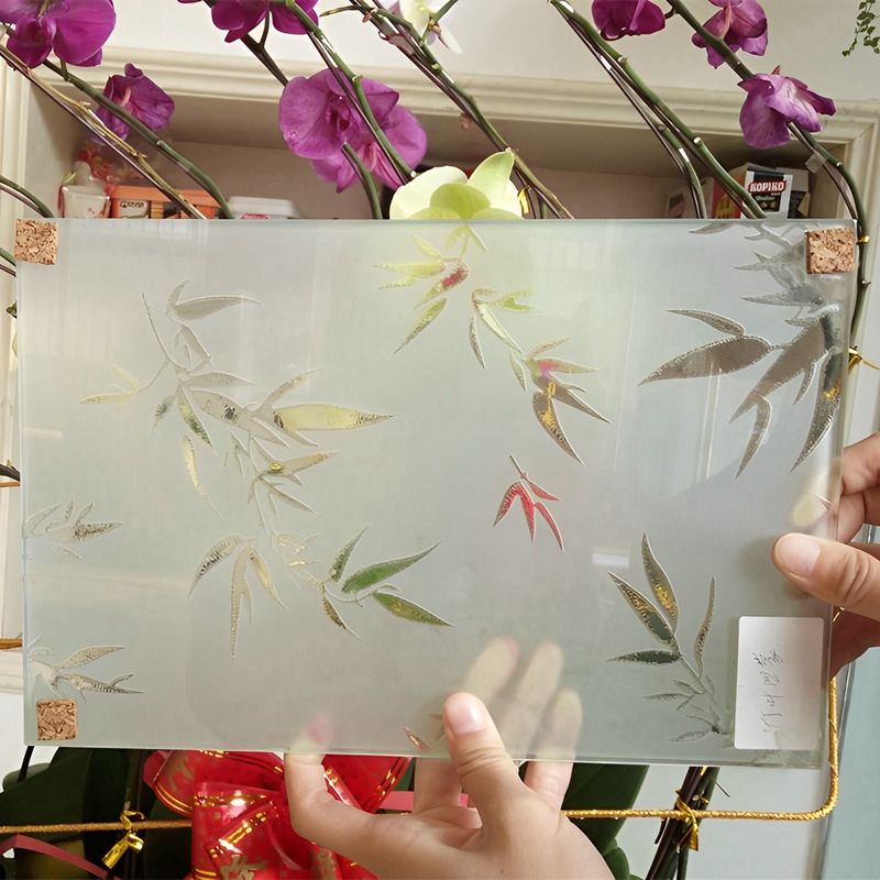 Pattern Glass Acid-Etched Frosted  Privacy Glass Partition