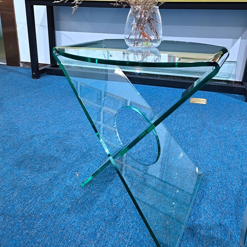 China Hot Bending Glass Different Shape Dinner Exhibition Hall Table Top Glass Factory Custom