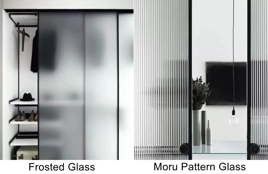 frosted privacy glass acid etched glass vs moru pattern glass