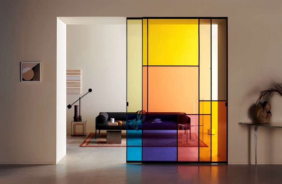 color film laminated glass partition design